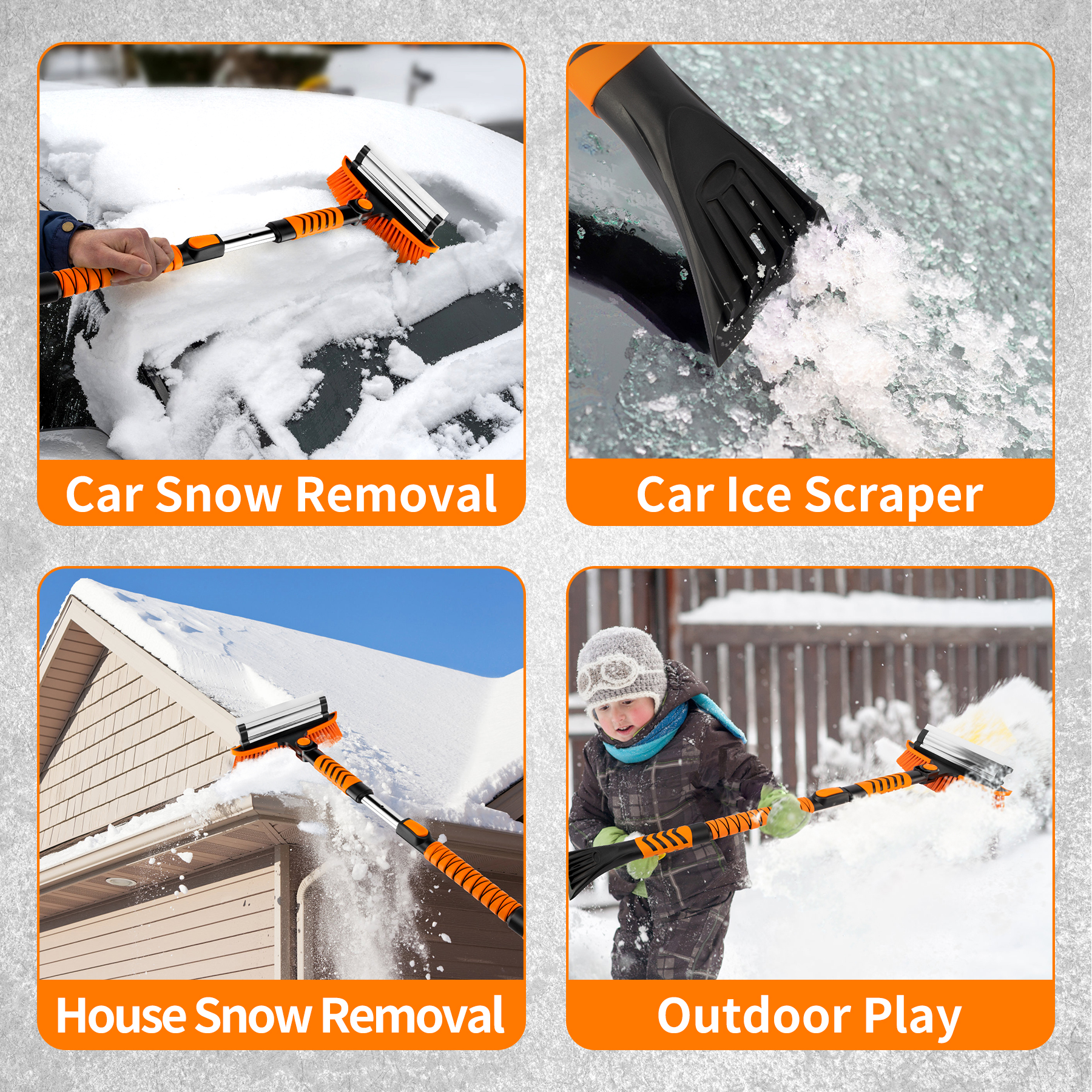 METOWARE 44'' Snow Brush and Ice Scrapers for Car Windshield - Image 6