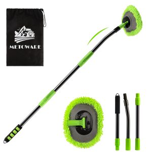 METOWARE 15° Curved Car Wash Mop, 47" Long 3-Section Sturdy Iron Pole