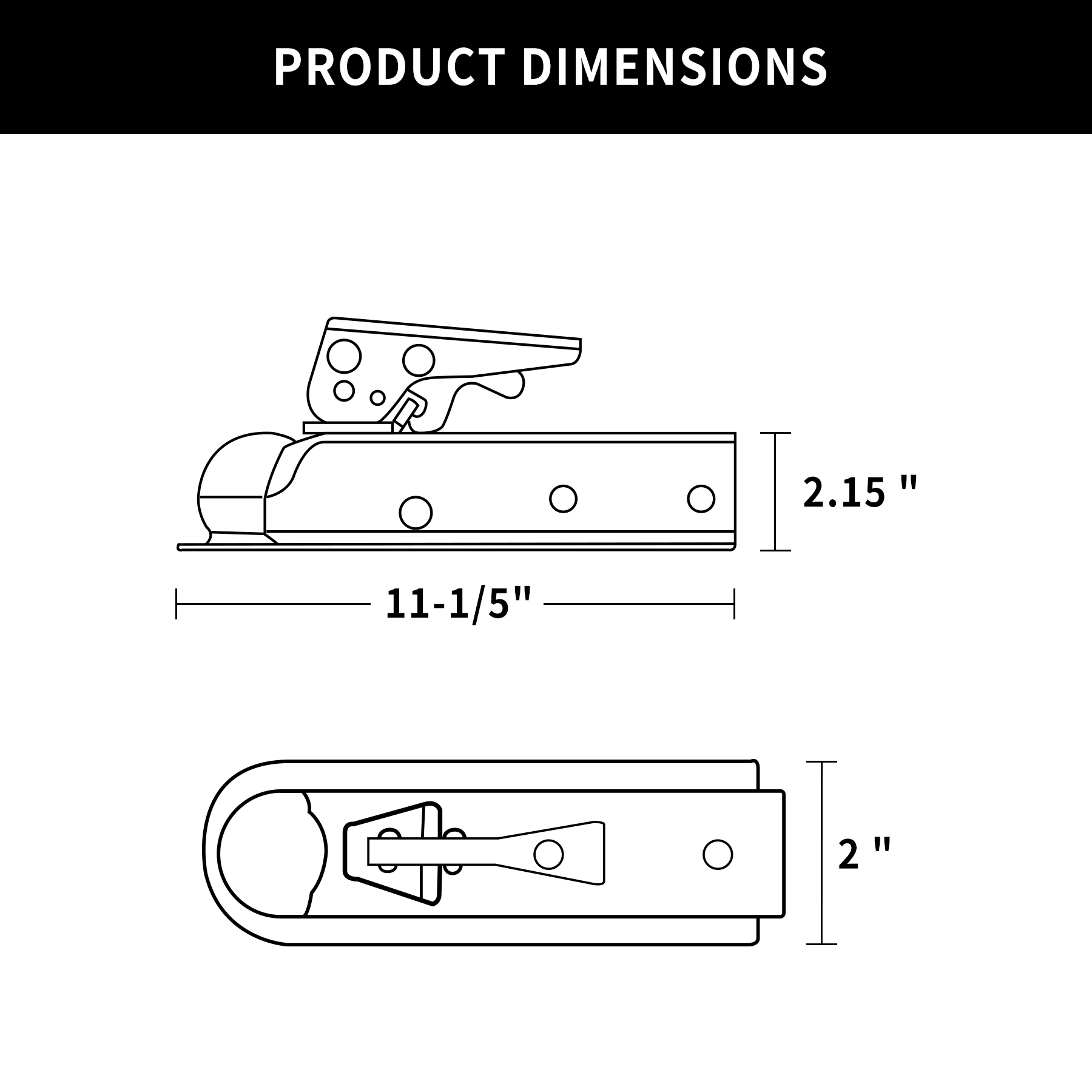 METOWARE Straight Trailer Tongue Coupler, 2" Ball, 2" Channel, 3,500LBS - Image 2