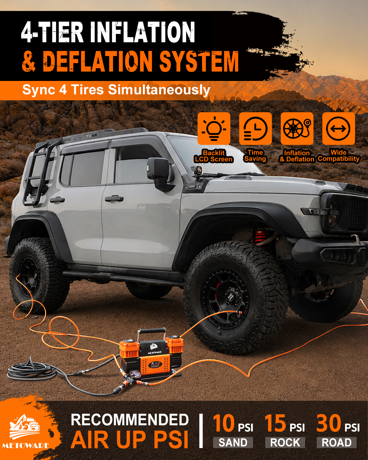 4 Tire Inflation Deflation System Digital Gauge 255" Wheelbase - Image 2