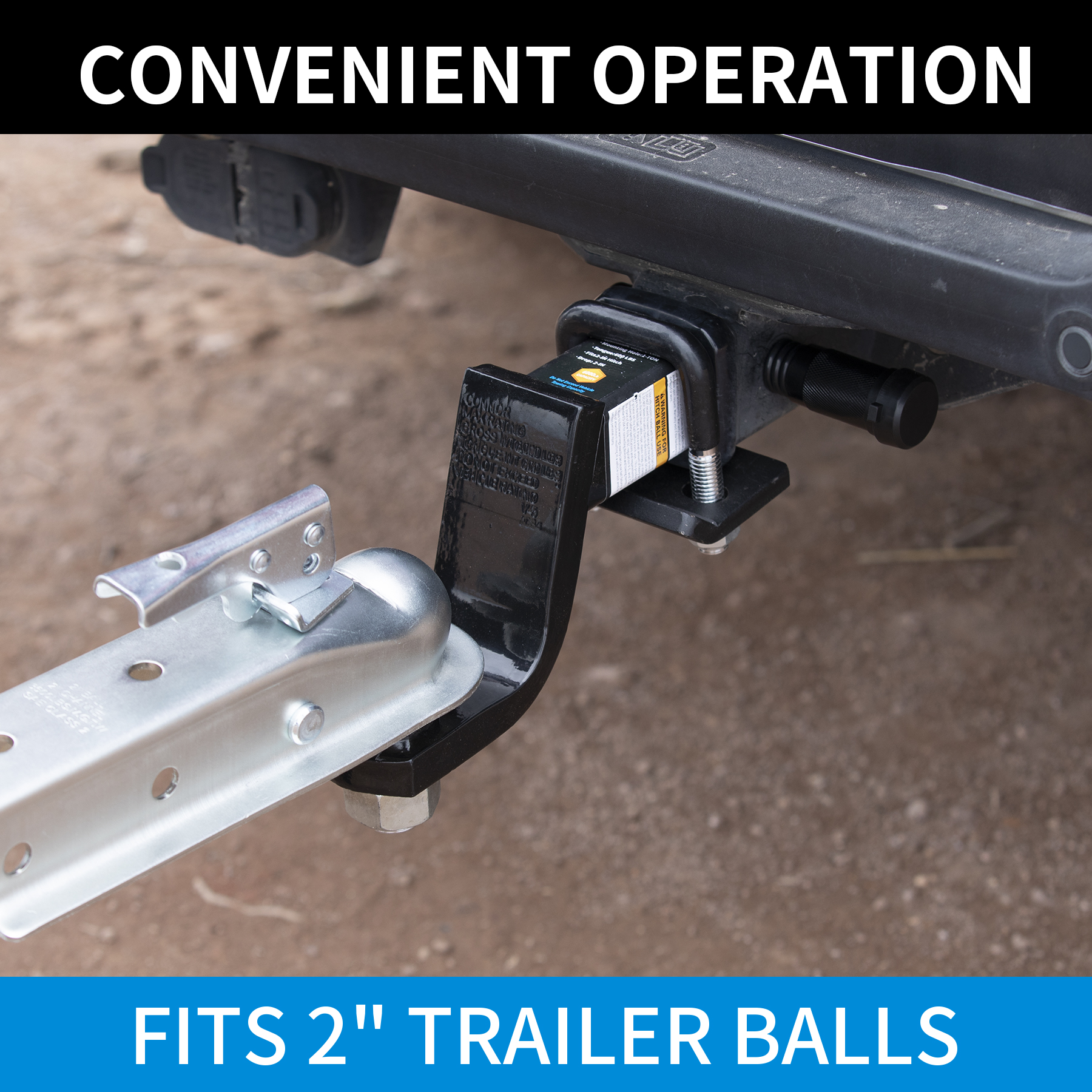 METOWARE Straight Trailer Tongue Coupler, 2" Ball, 2" Channel, 3,500LBS - Image 5