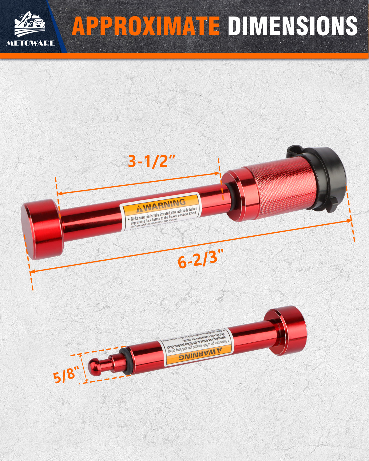 METOWARE Trailer Hitch Lock Fits Class III/IV, 2", 2-1/2" Hitch Receive Red (2 Pack) - Image 3