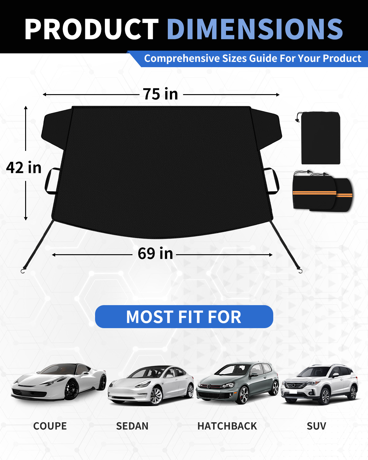 METOWARE 600D Windshield Cover, 69"x42" - Image 3