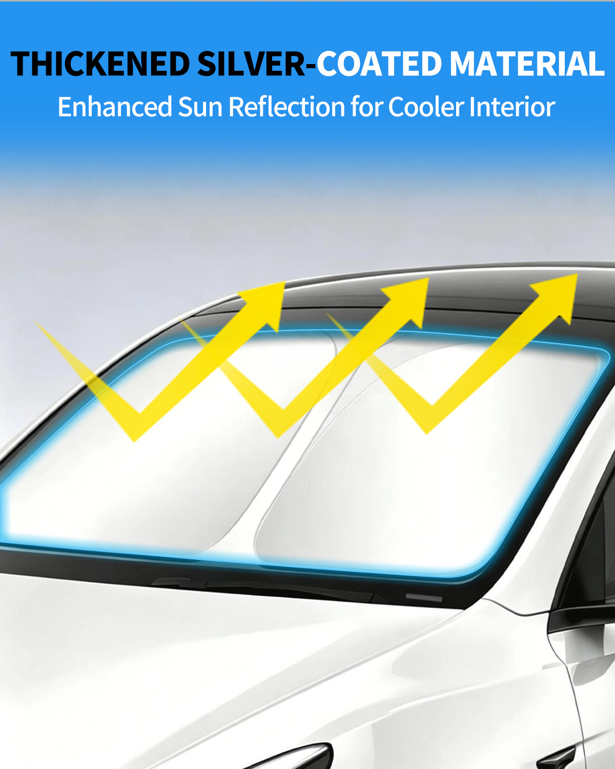 METOWARE Windshield Sun Shade for Tesla Model Y & Model 3 2017-2026 - Image 2