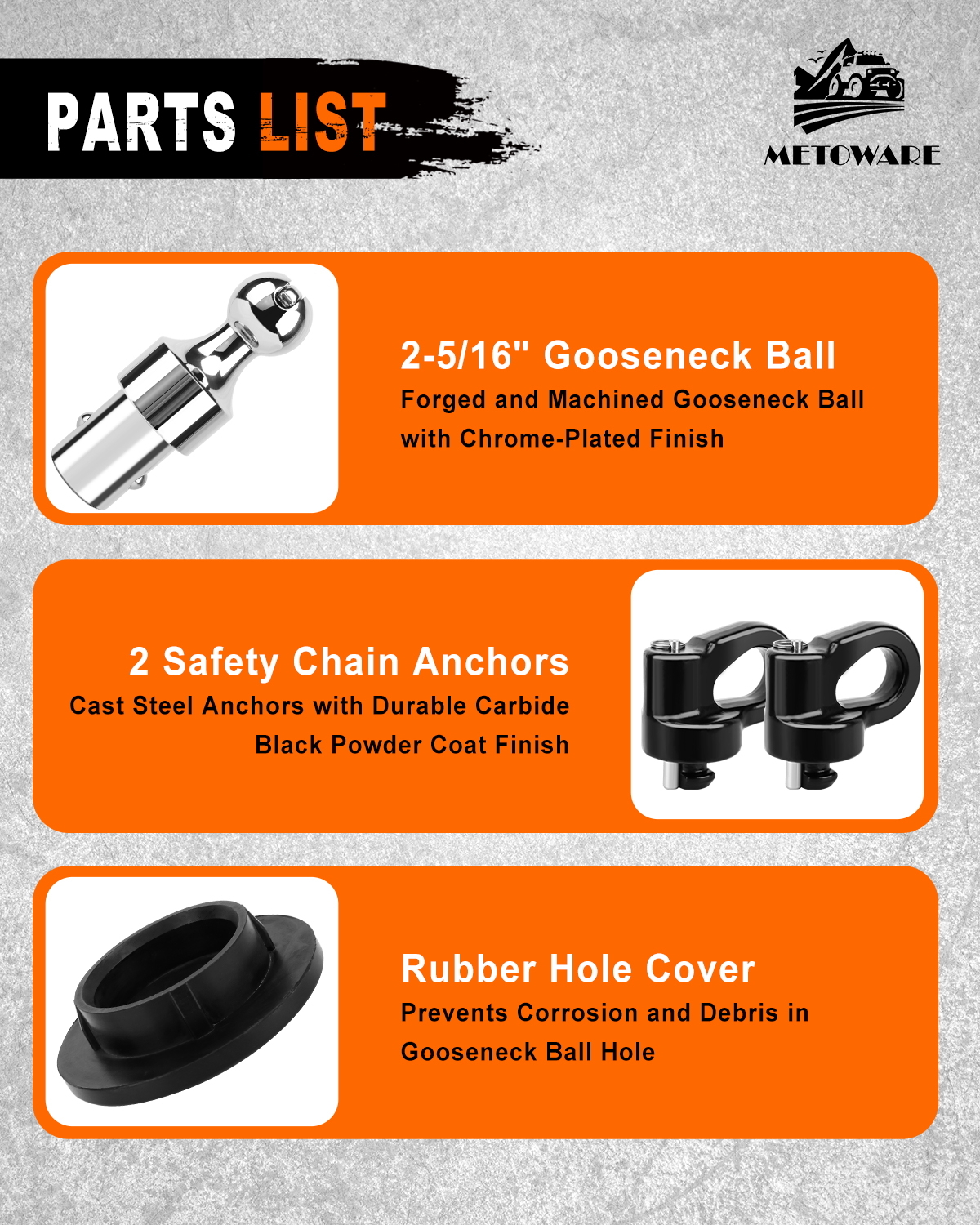 METOWARE Puck System 2-5/16" Gooseneck Kit, Compatible with Chevrolet, Ford, GMC, Nissan (30K) - Image 4