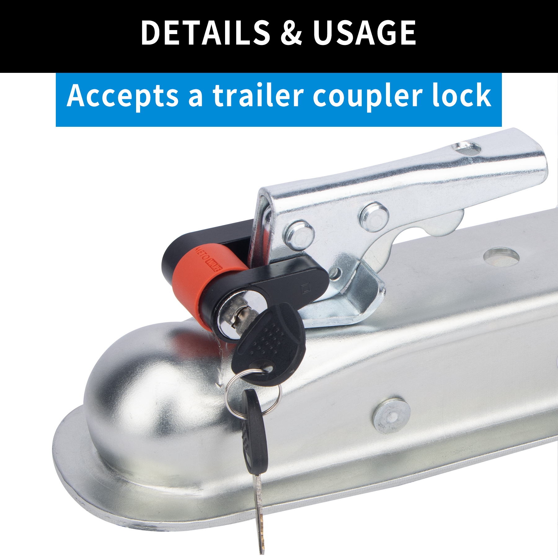 METOWARE Straight Trailer Tongue Coupler, 2" Ball, 2" Channel, 3,500LBS - Image 6