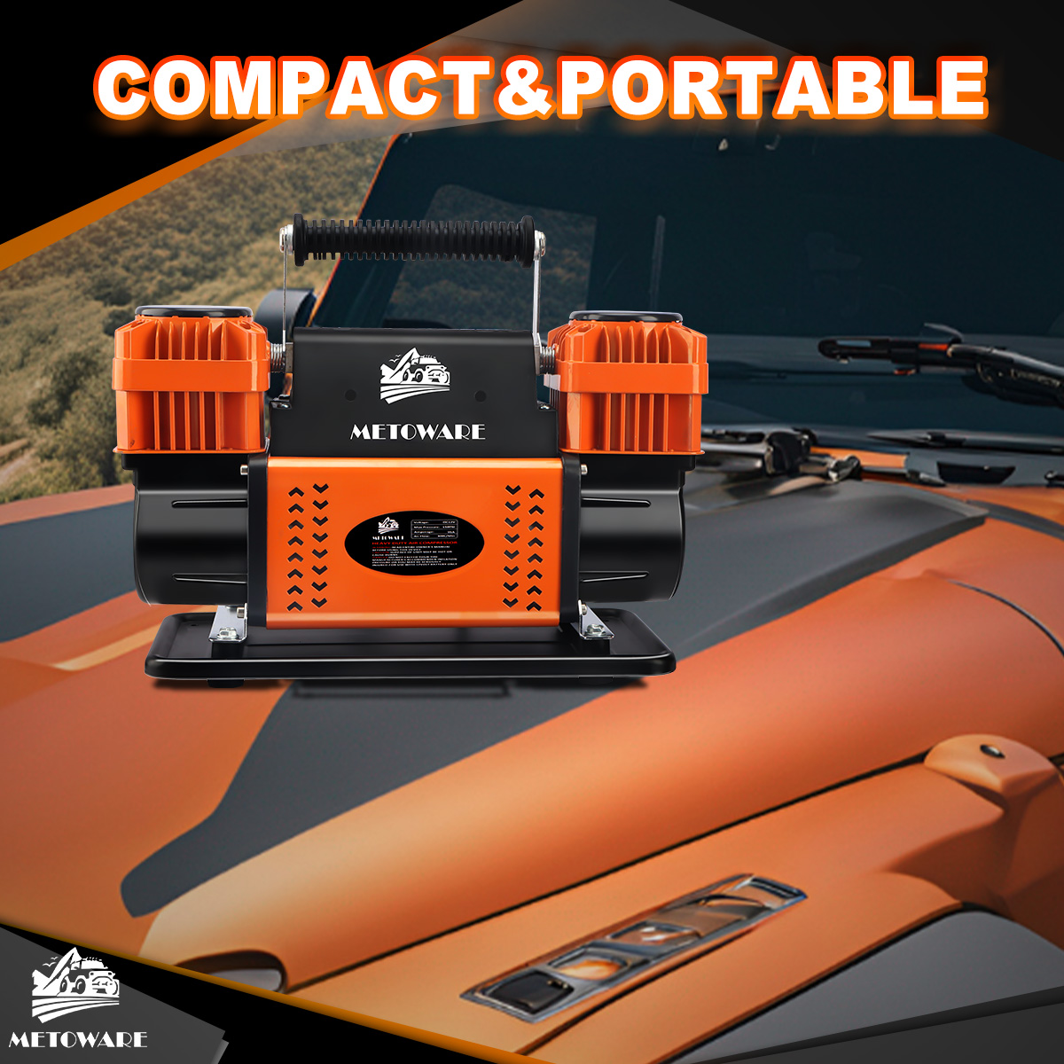 Offroad Air Compressor, 12 V Portable Air Pump with 10.6 CFM, Dual Cylinder Tire Inflator for Car Heavy Duty, Max 150PSI for 4 × 4 SUV Vehicle RV ATV Truck - Image 2