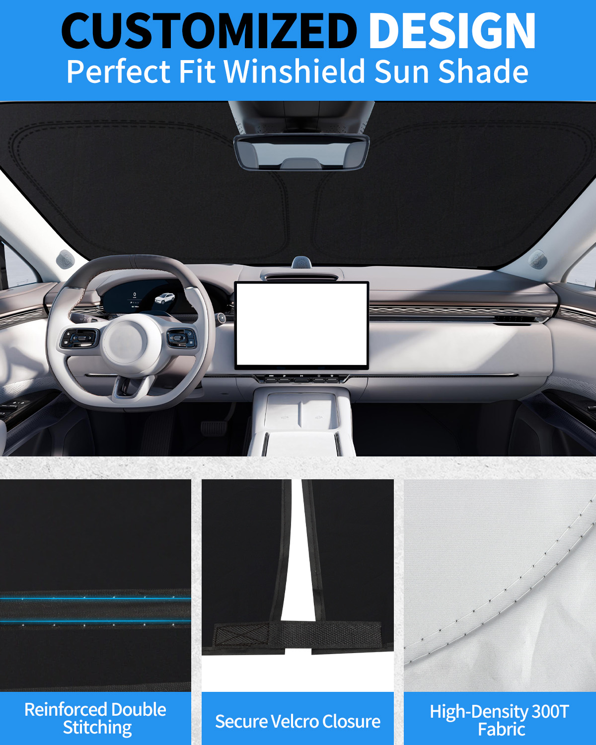 METOWARE Windshield Sun Shade for Tesla Model Y & Model 3 2017-2026 - Image 5