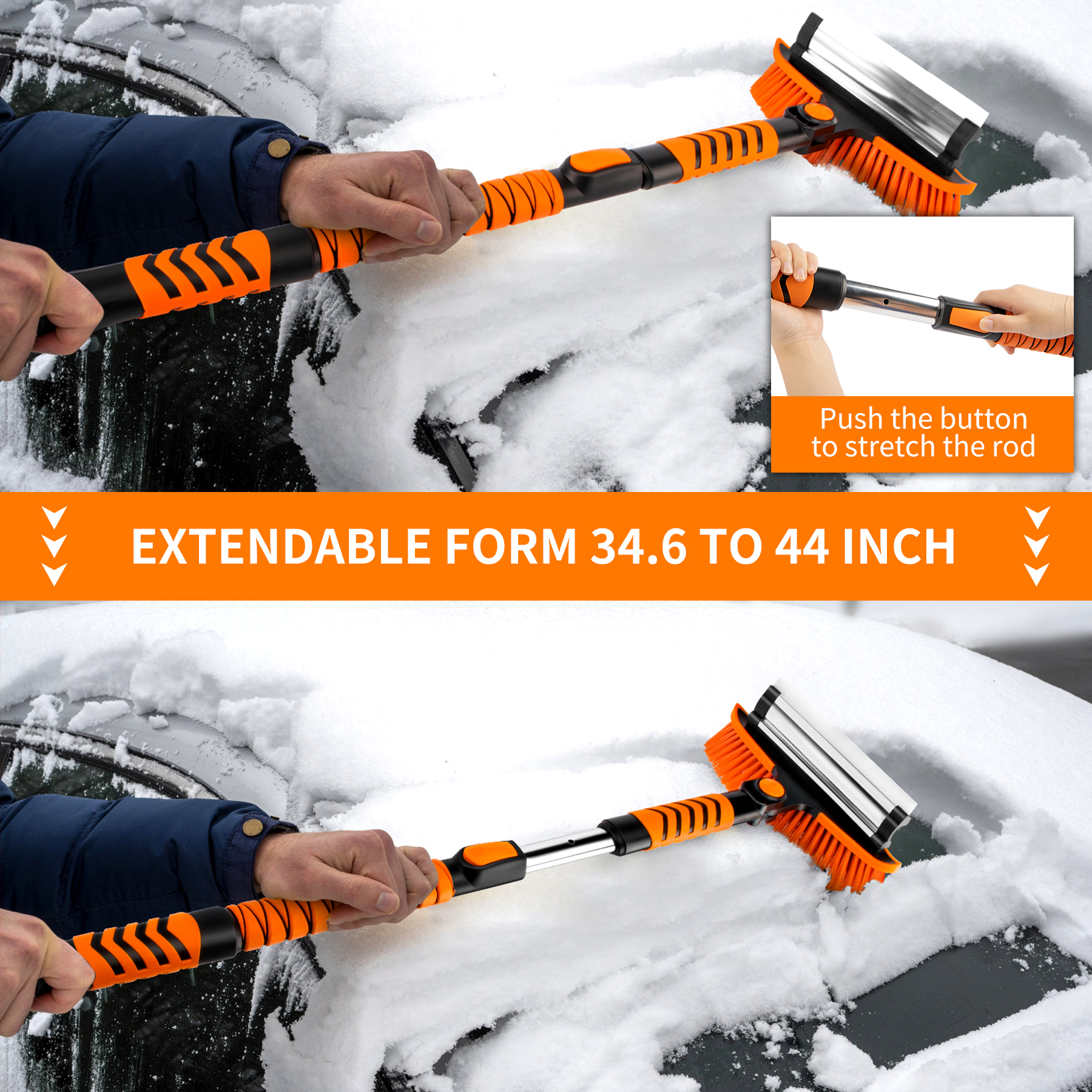 METOWARE 44'' Snow Brush and Ice Scrapers for Car Windshield - Image 7