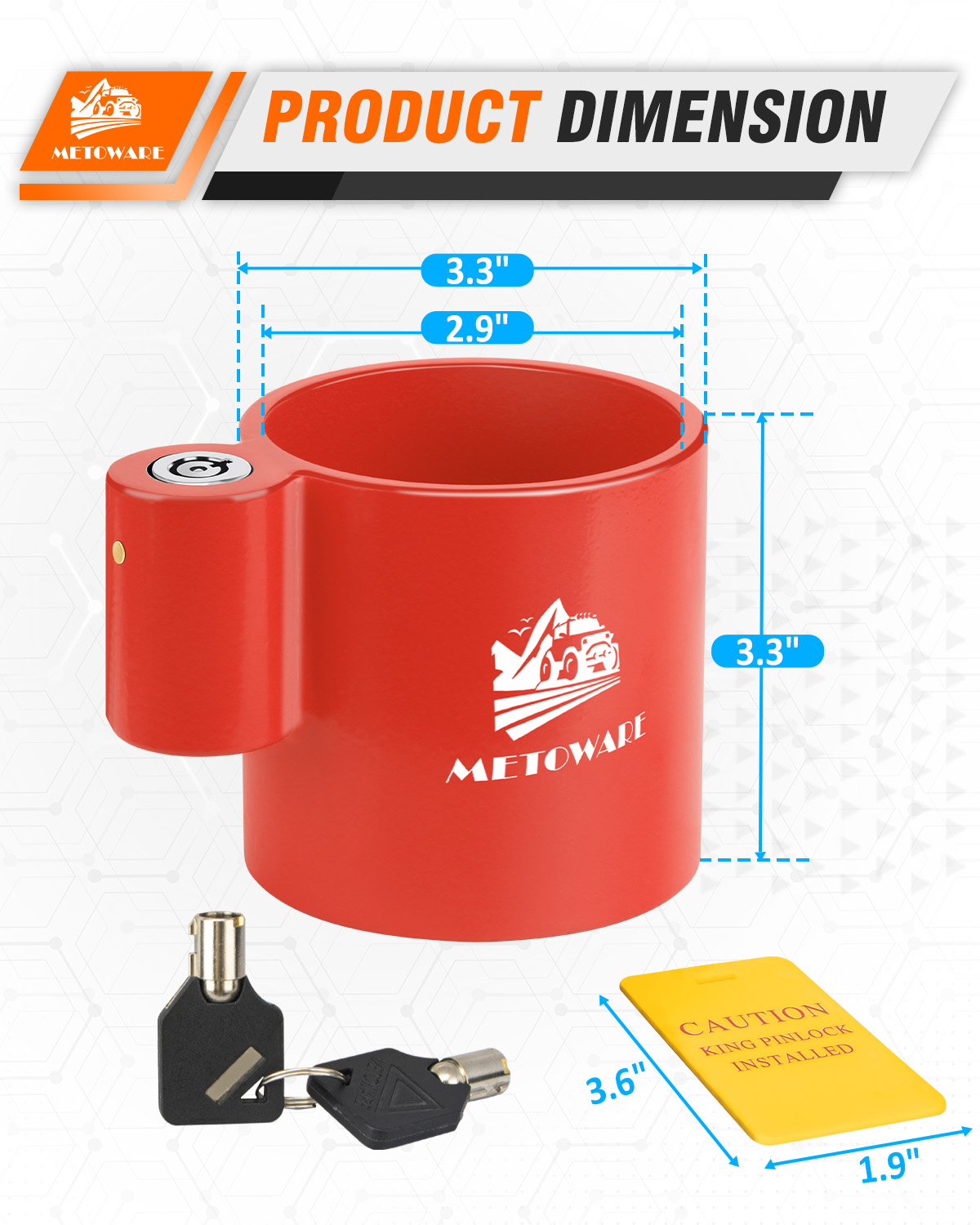 METOWARE 5th Wheel King Pin Lock for RVs & Semi Trailers, Red - Image 2