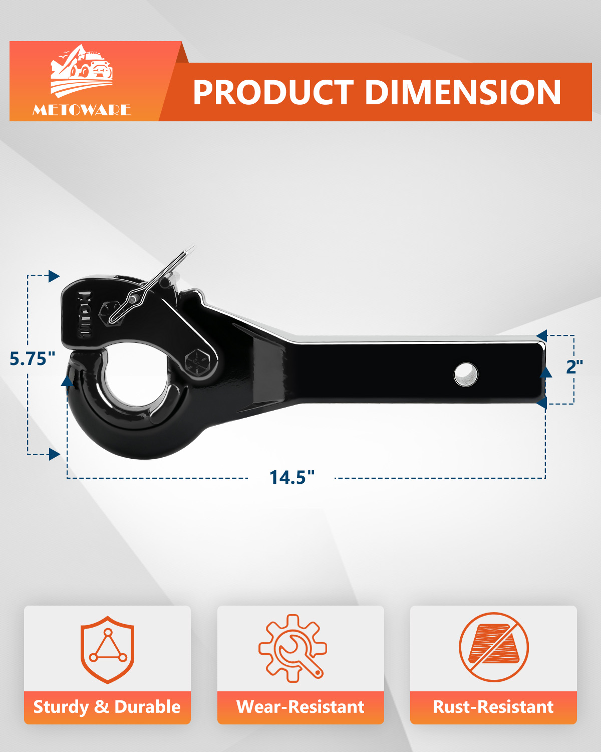 METOWARE Pintle Hitch Fits 2-Inch Pintle Hitch Receiver Hook, 22000 lbs GTW - Image 2