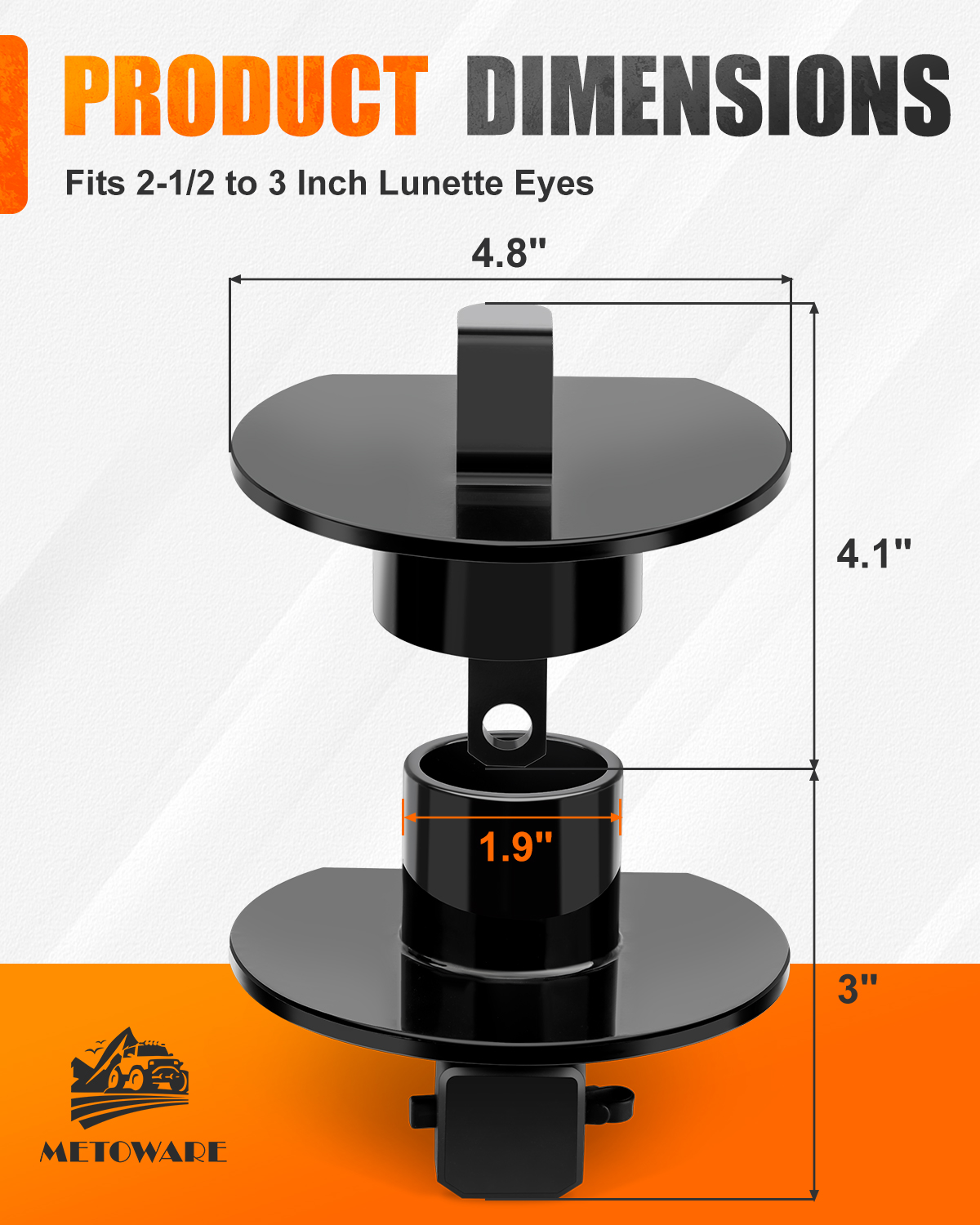 METOWARE Lunette Eye Lock for 2-1/2" to 3" Trailer Rings, Pintle Hitch Lock, Black - Image 2