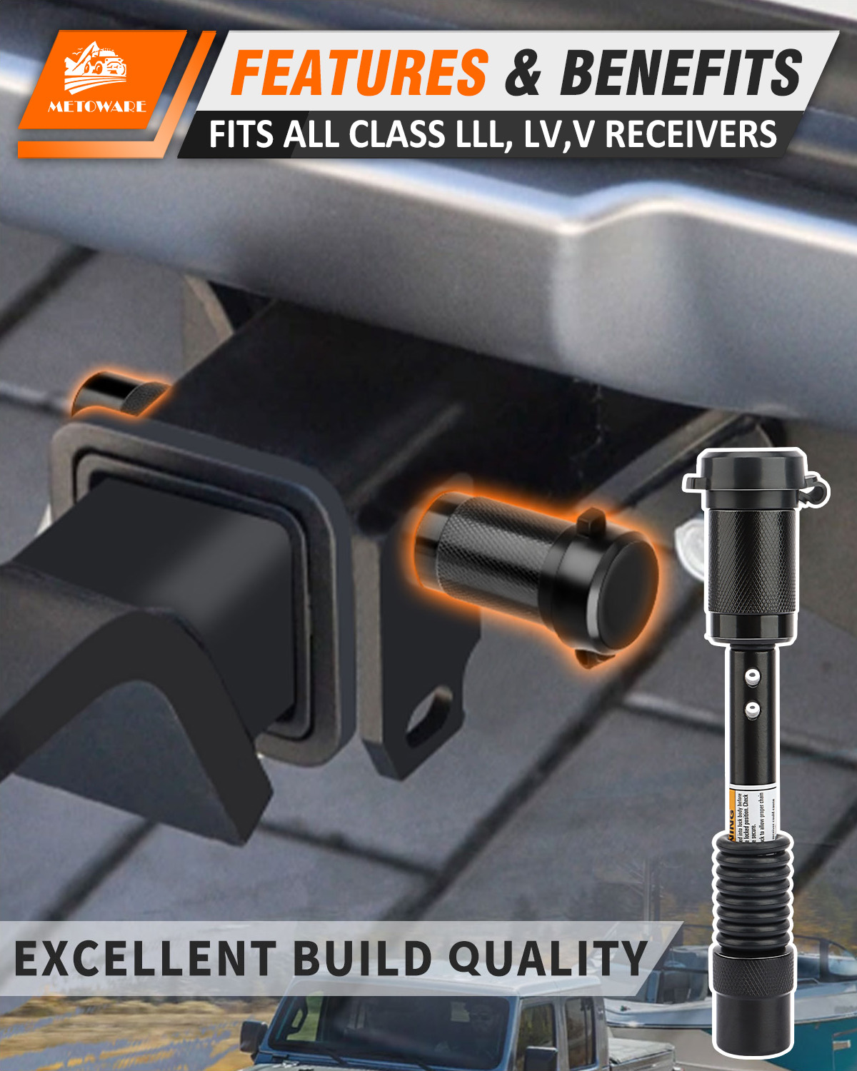 METOWARE Keyed Alike Trailer Hitch Lock Set, 5/8" Dia, 4" Span - Image 3