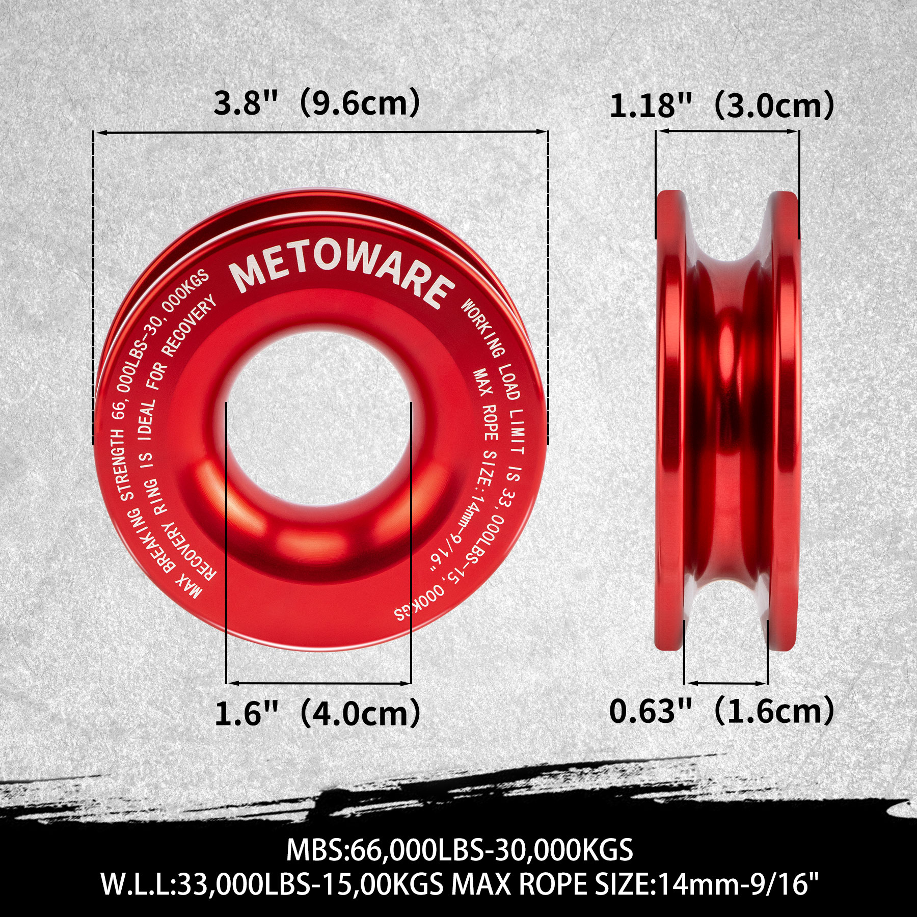METOWARE Snatch Block Ring Winch Pulley with 1/2'' Soft Shackle - Image 2
