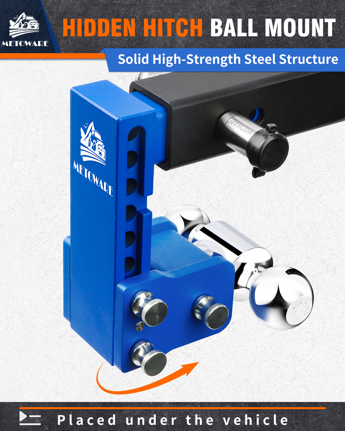 METOWARE 2" Adjustable Trailer Hitch Ball Mount, 6" Drop, 14K GTW, Blue - Image 3