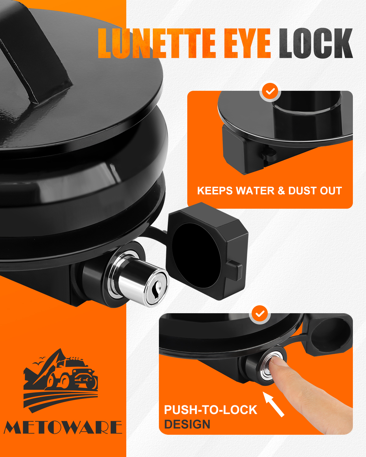 METOWARE Lunette Eye Lock for 2-1/2" to 3" Trailer Rings, Pintle Hitch Lock, Black - Image 5