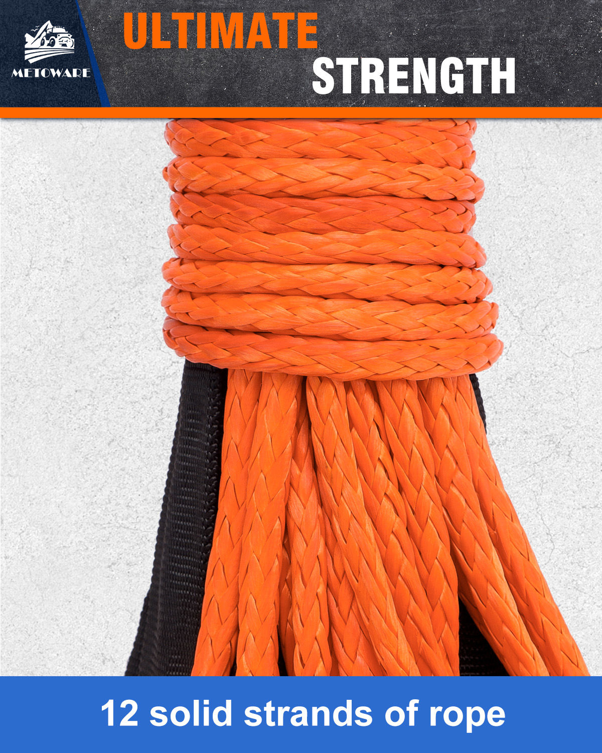 METOWARE Synthetic Winch Rope Kit 1/4" x 50ft 10000 LBS Break Strenght - Image 5