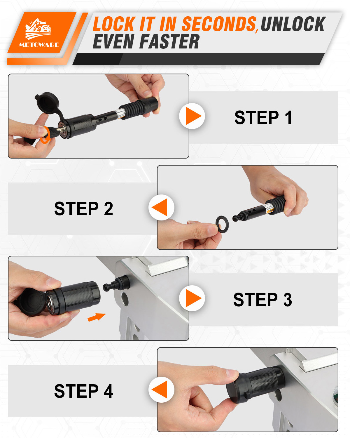 METOWARE Keyed Alike Trailer Hitch Lock Set, 5/8" Dia, 4" Span - Image 7