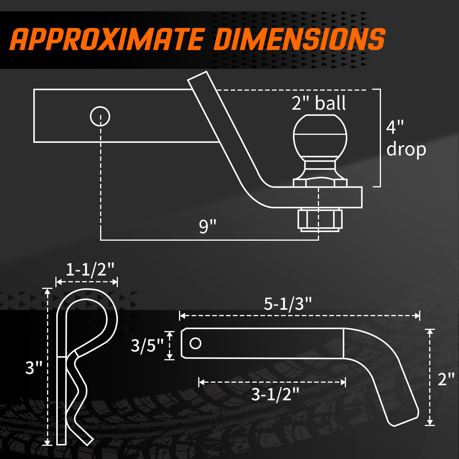 METOWARE Trailer Hitch Ball Mount 4" Drop 2" Ball 7500 GTW Fits 2" Receiver, Hitch Pin - Image 6