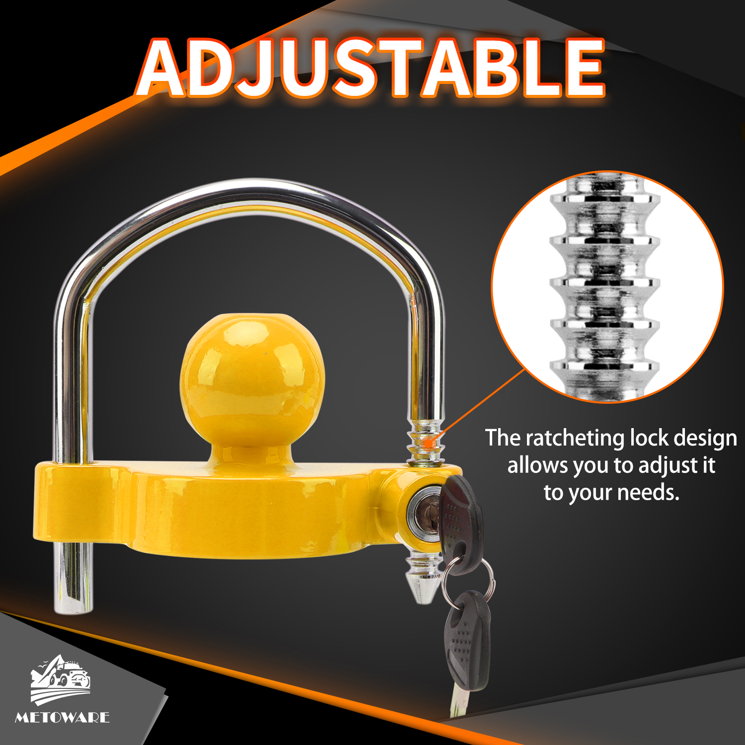 METOWARE Keyed Alike Trailer Coupler Lock,Trailer Hitch Locks, Yellow, 2PC - Image 6