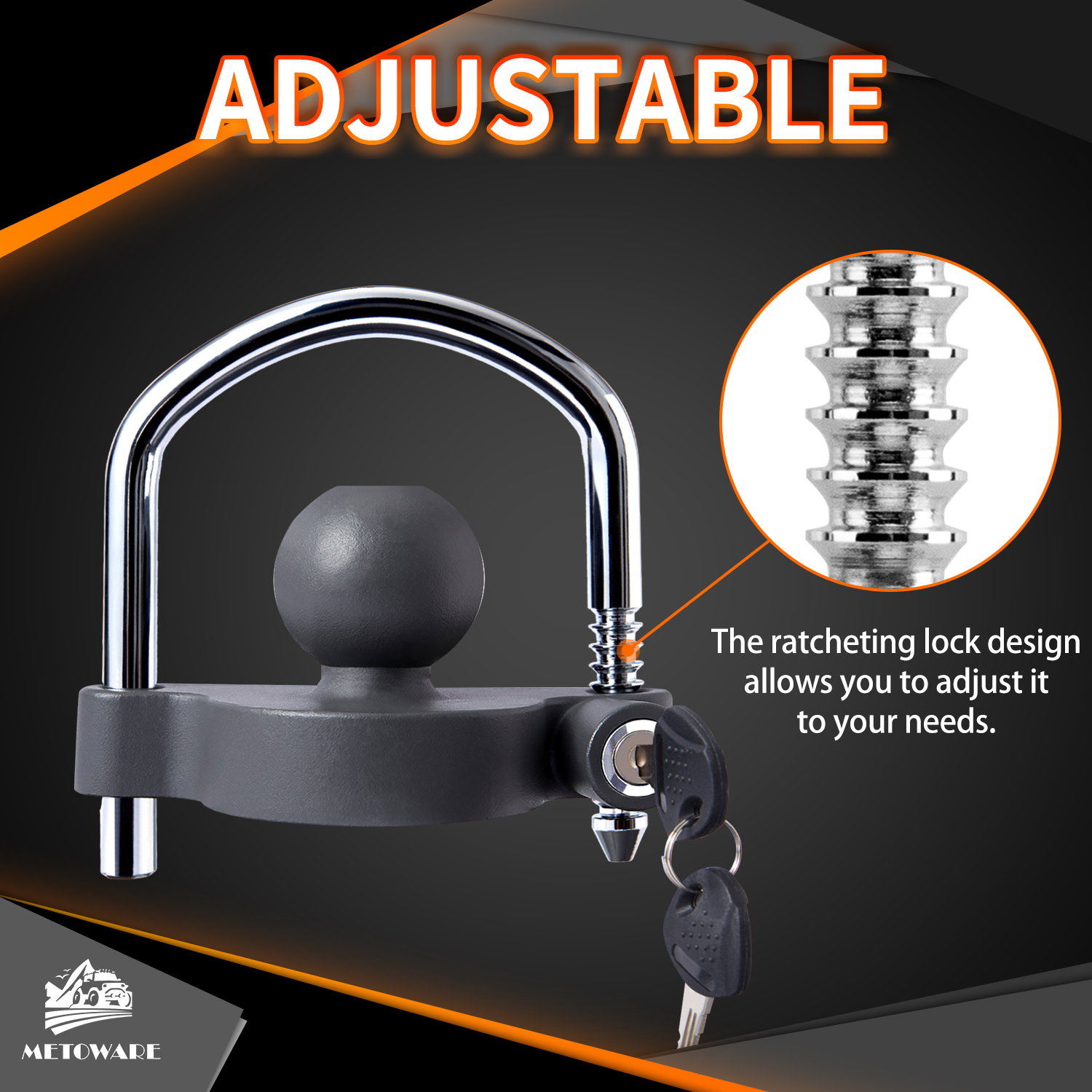 METOWARE Keyed AlikeTrailer Coupler Lock, Trailer Hitch Lock, Grey, 2PC - Image 6