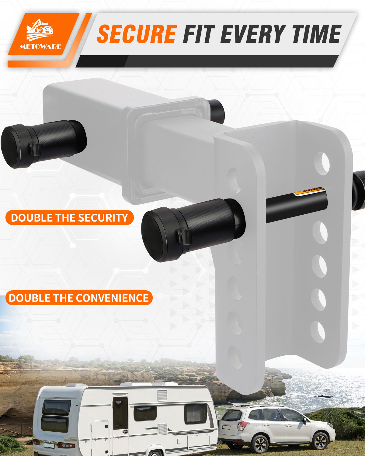 METOWARE Keyed Alike Trailer Hitch Lock Set, 5/8" Dia, 4" Span - Image 6