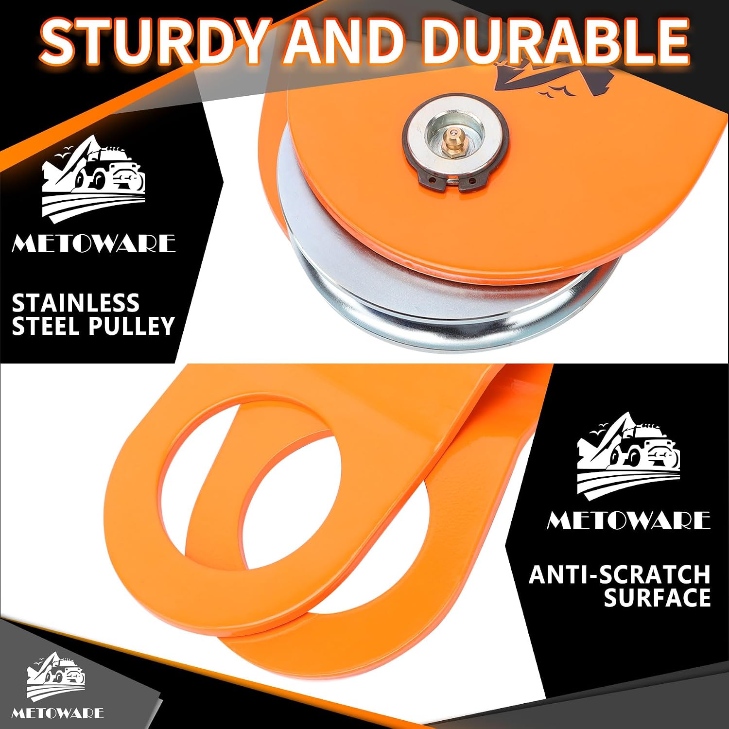 METOWARE Snatch Block Pulley, Heavy Duty 10 Ton Winch Towing Accessory - Image 2