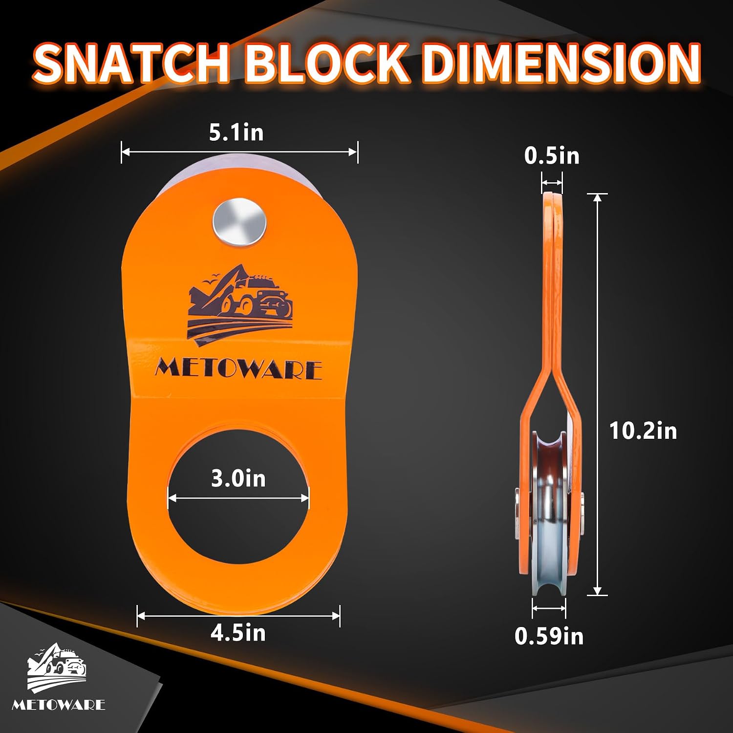 METOWARE Snatch Block Pulley, Heavy Duty 10 Ton Winch Towing Accessory - Image 3