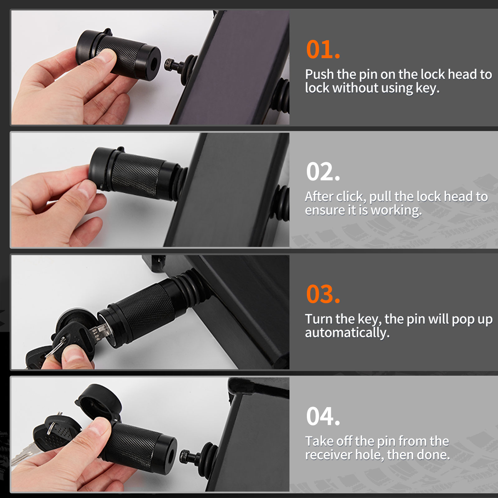 METOWARE Keyed Alike Trailer Lock Set, 5/8" Dia Hitch Lock 3-1/2" Span & 1/4" Coupler Lock - Image 5