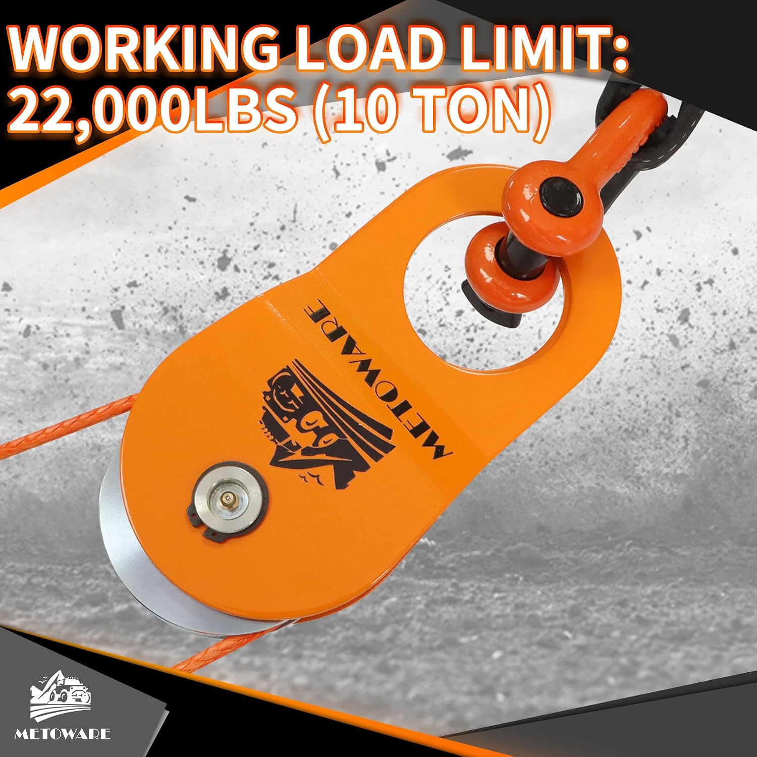 METOWARE Snatch Block Pulley, Heavy Duty 10 Ton Winch Towing Accessory - Image 6