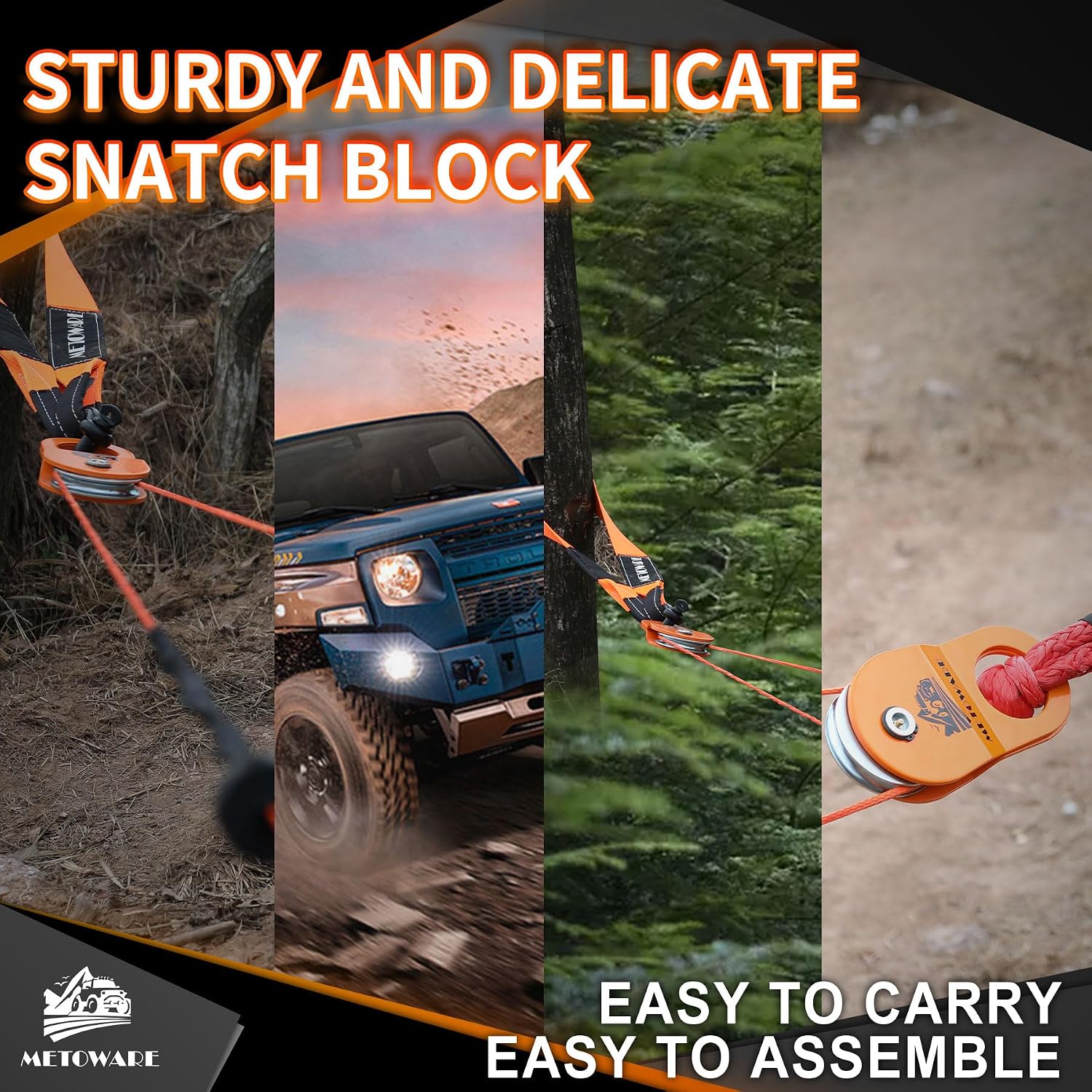 METOWARE Snatch Block Pulley, Heavy Duty 10 Ton Winch Towing Accessory - Image 7