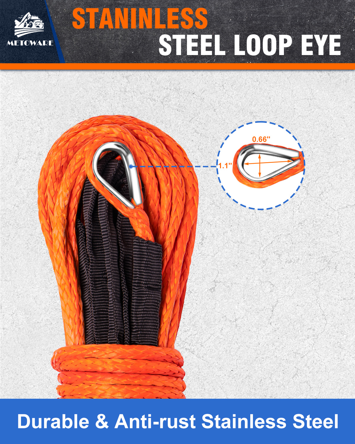 METOWARE Synthetic Winch Rope 3/16" x 50ft Winch Cable,8350 LBS - Image 5