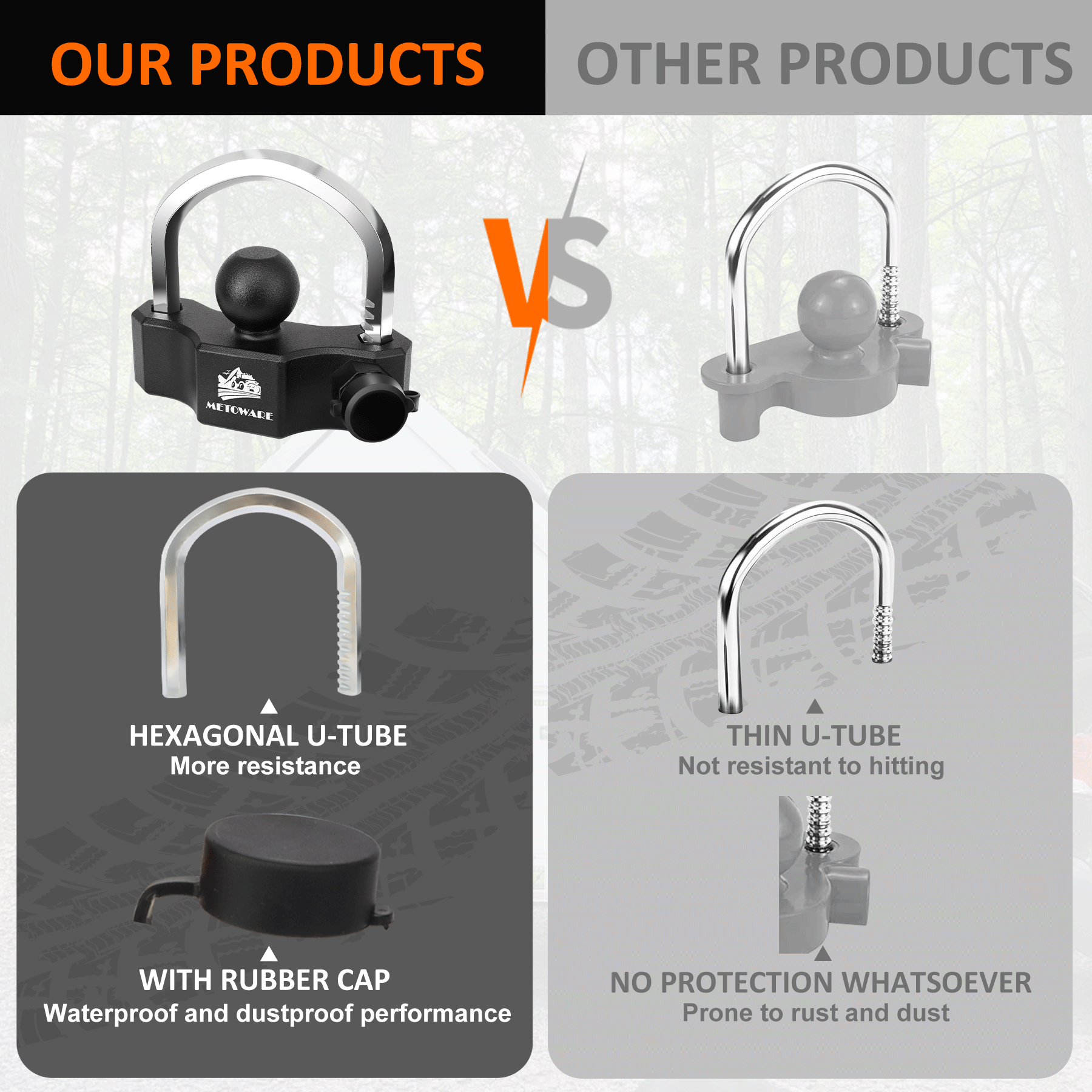 METOWARE Heavy-Duty Universal Trailer Coupler Lock Adjustable Trailer Lock - Image 5