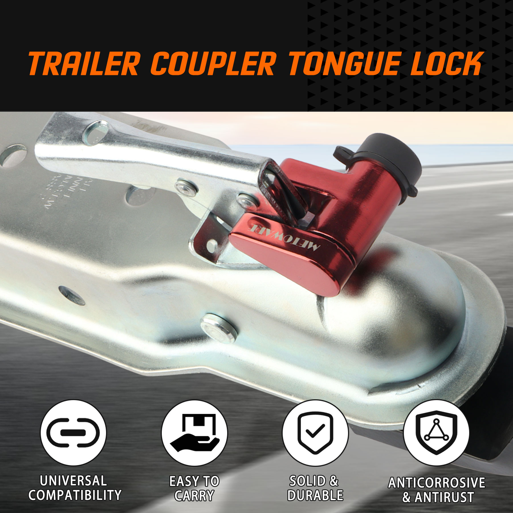 METOWARE Trailer Coupler Lock 1/4" Dia 3/4" Span Fits Latch Coupler, 1 Pack - Image 7
