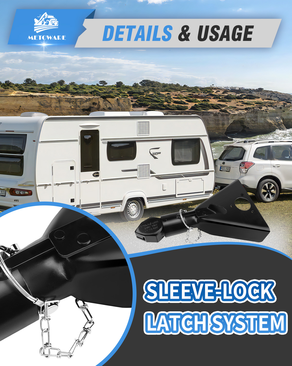 METOWARE 2" A-Frame Trailer Coupler, Fits 2" Hitch Ball, 7,000lbs Capacity - Image 4