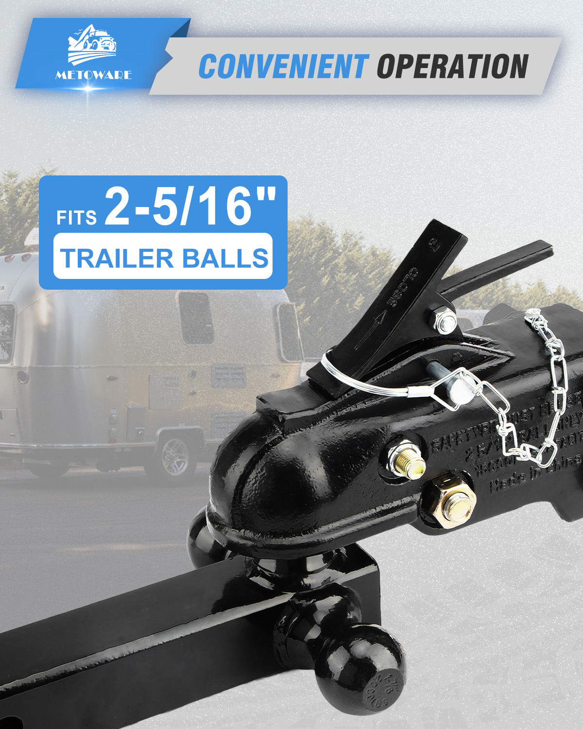 METOWARE 2-5/16"Adjustable Channe Mount Trailer Coupler, Capacity 15,000LBS - Image 5