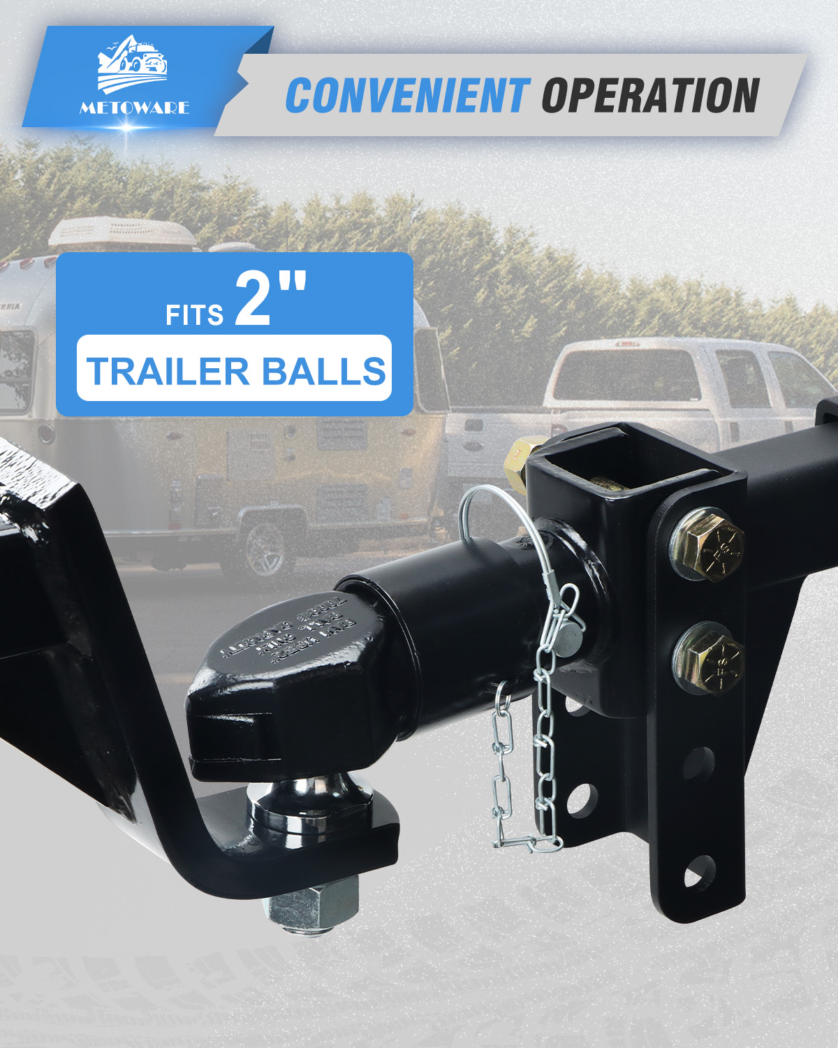 METOWARE 2" Channel-Mount Adjustable Trailer Coupler, 7,000 lbs Capacity - Image 5