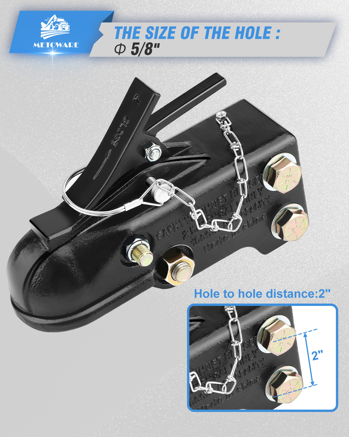 METOWARE 2-5/16"Adjustable Channe Mount Trailer Coupler, Capacity 15,000LBS - Image 7