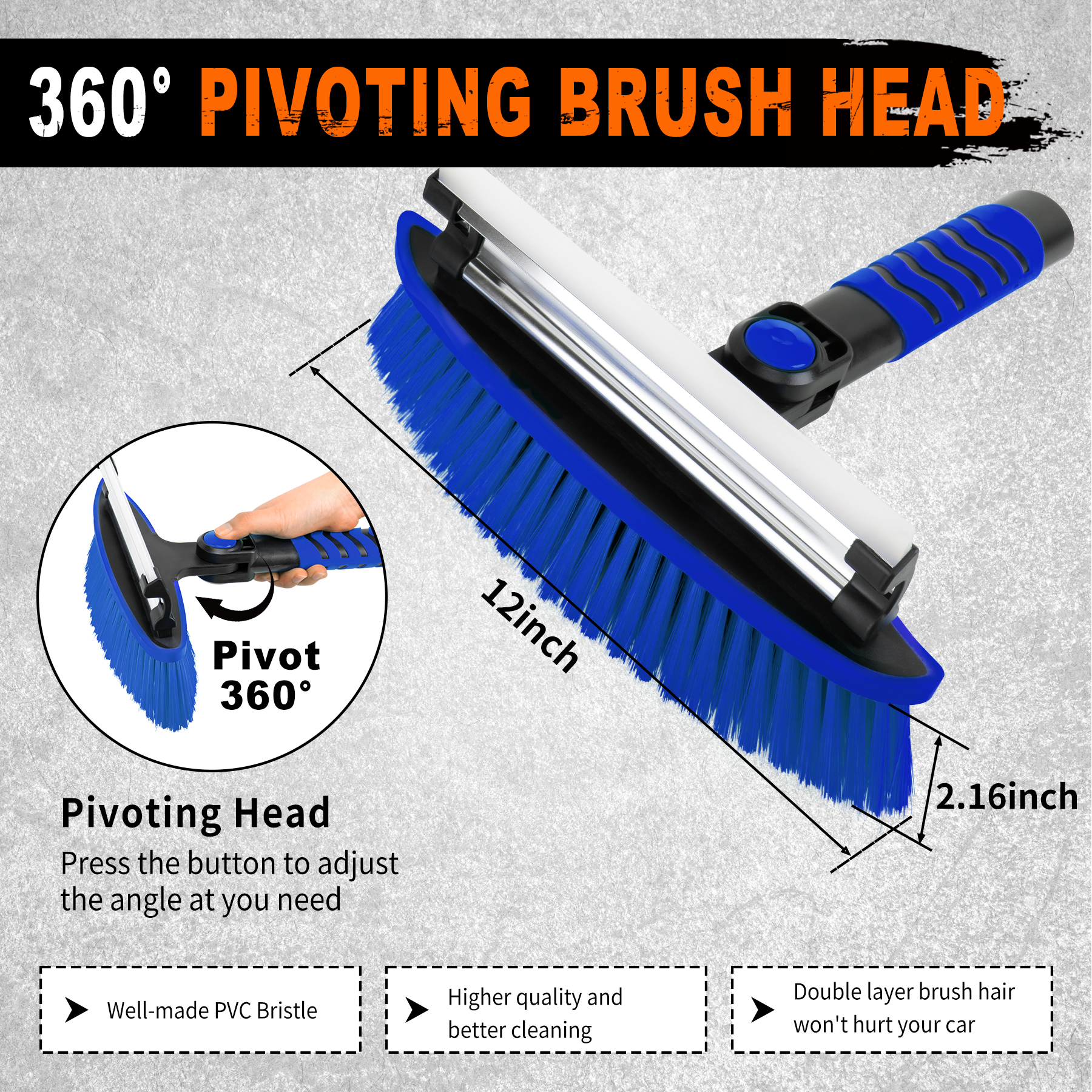METOWARE 44'' Snow Brush and Ice Scrapers for Car Windshield, Blue - Image 2