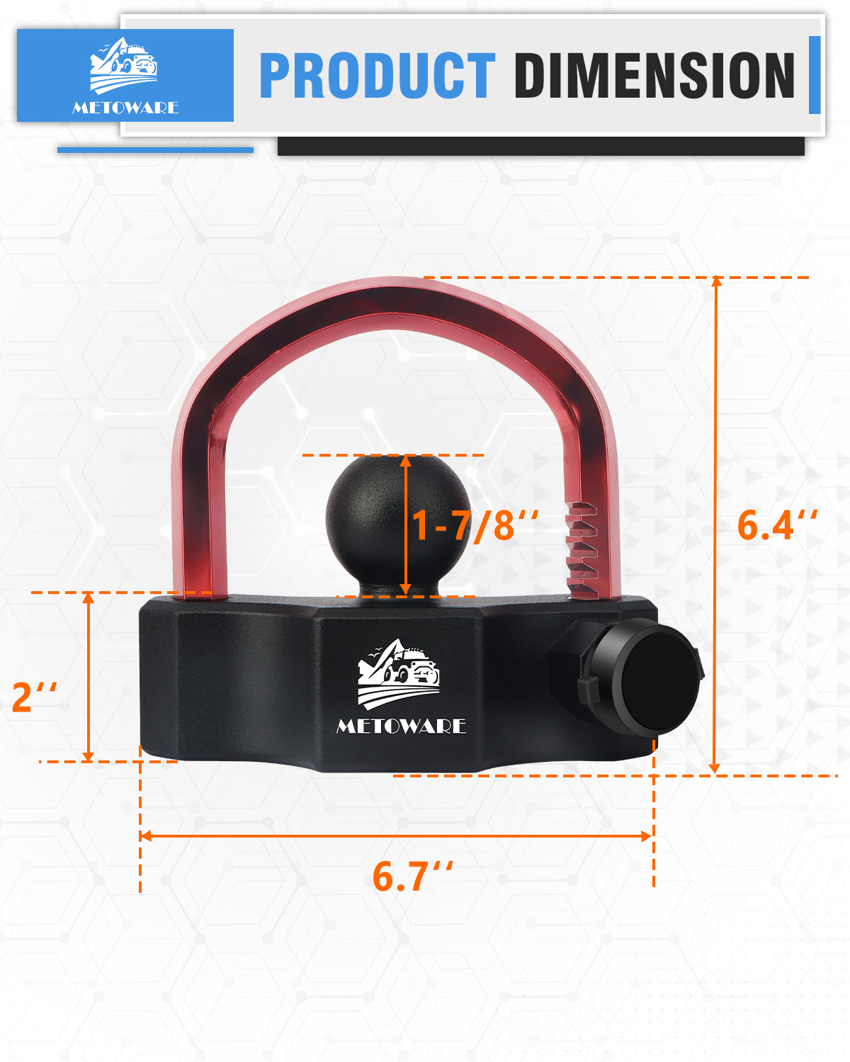 METOWARE Heavy-Duty Universal Trailer Coupler Lock Adjustable Trailer Lock, 2PC - Image 2