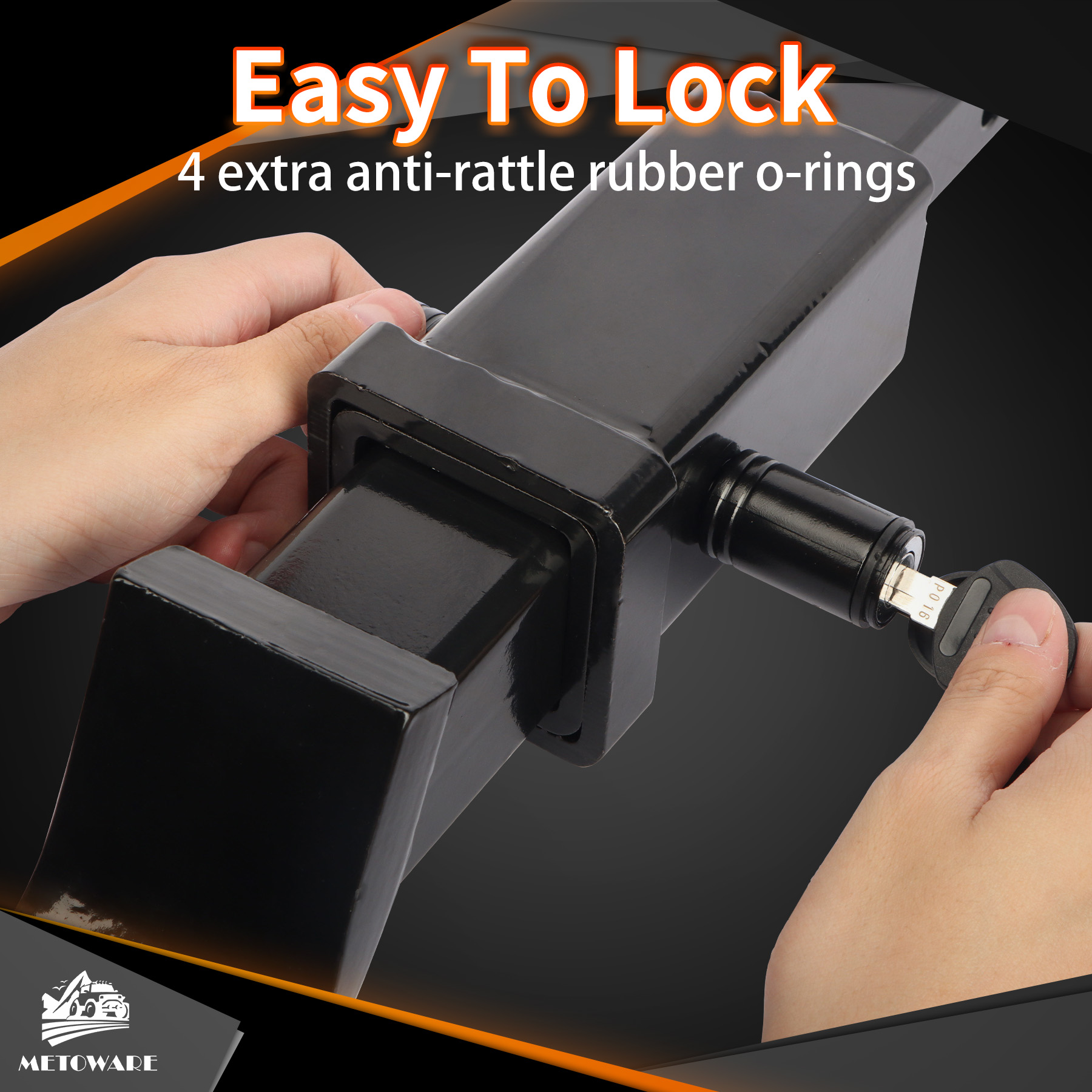 METOWARE Keyed Alike Trailer Hitch Lock, 5/8" Dia, Fit 2" Receiver, Black, 2PC - Image 5