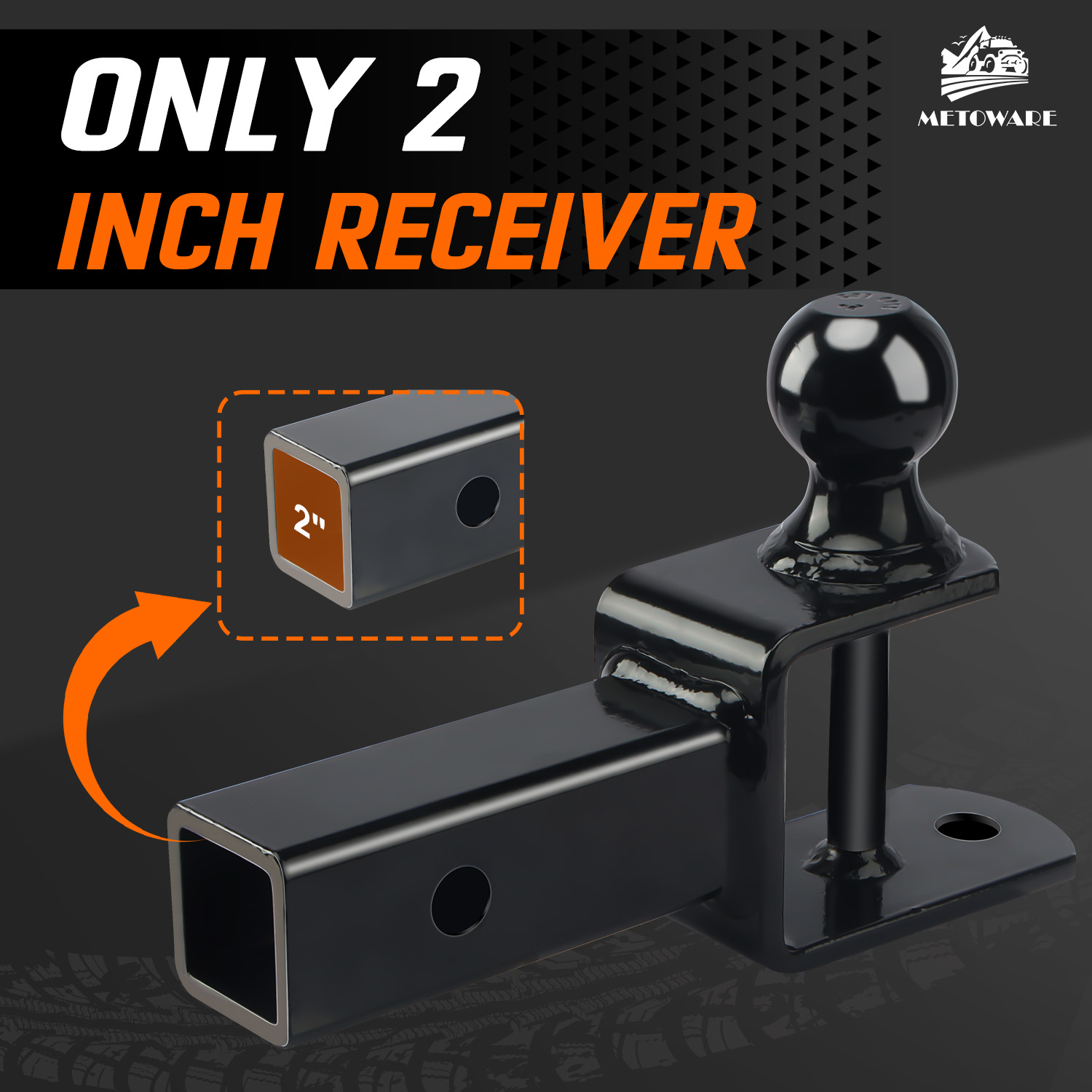 METOWARE ATV/UTV Trailer Hitch 3-in-1 Towing Ball Mount, Fit 2'' Receiver - Image 5