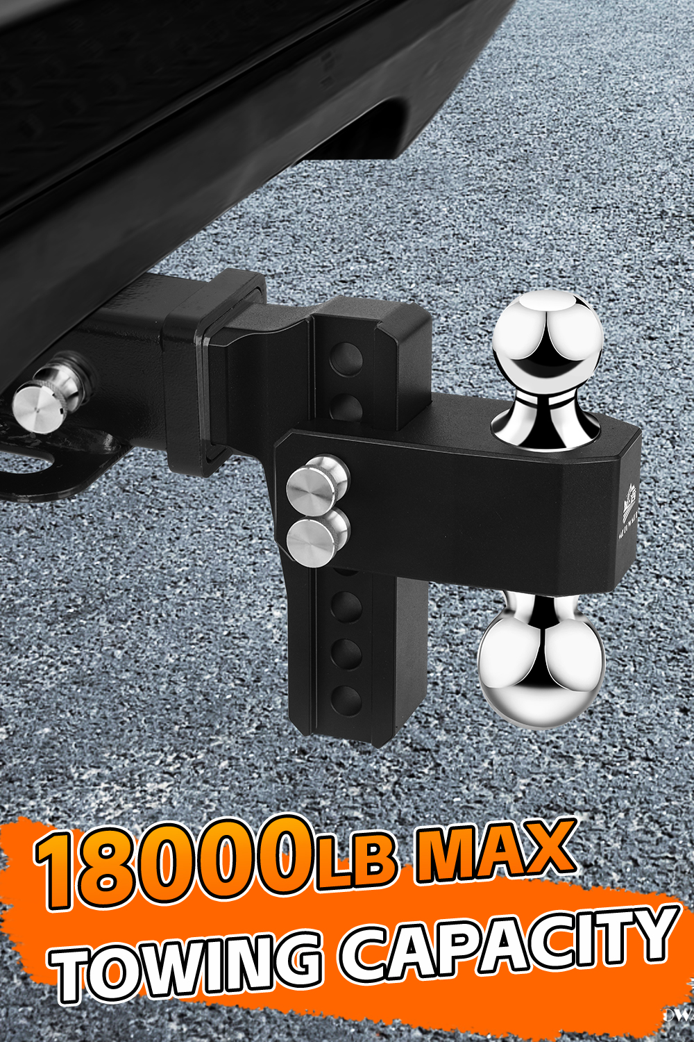 METOWARE 2.5'' Aluminum Adjustable Trailer Hitch, 6'' Drop/Rise, 18K GTW, Black - Image 2