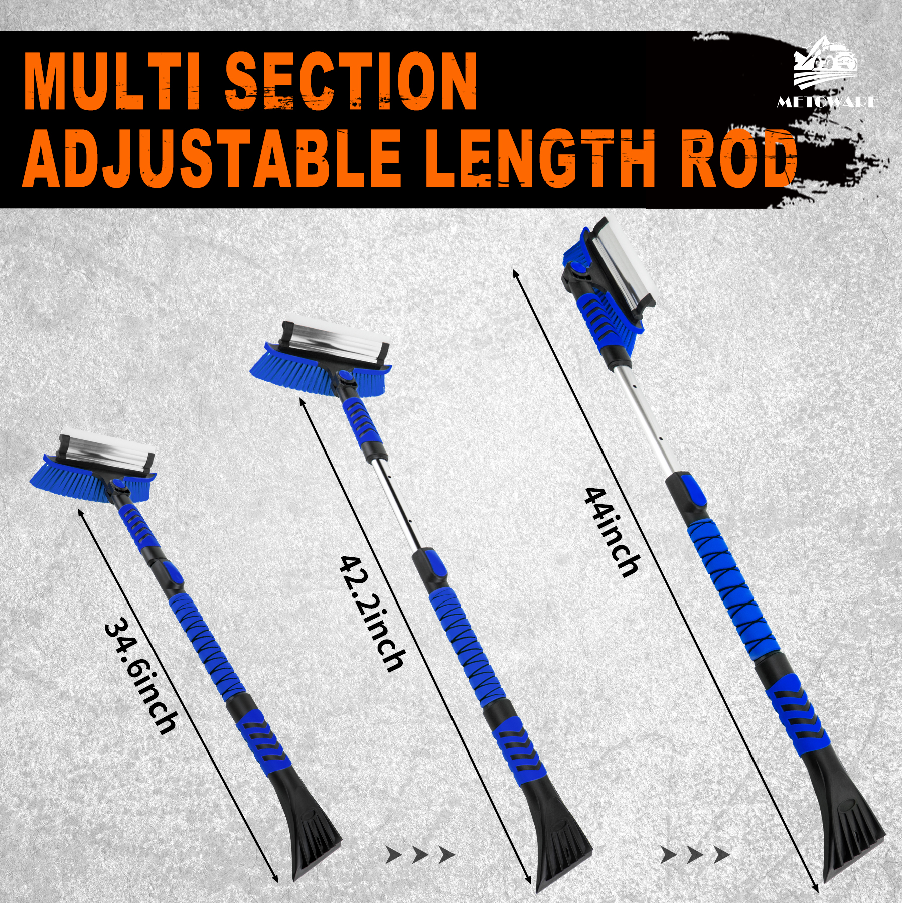 METOWARE 44'' Snow Brush and Ice Scrapers for Car Windshield, Blue - Image 5