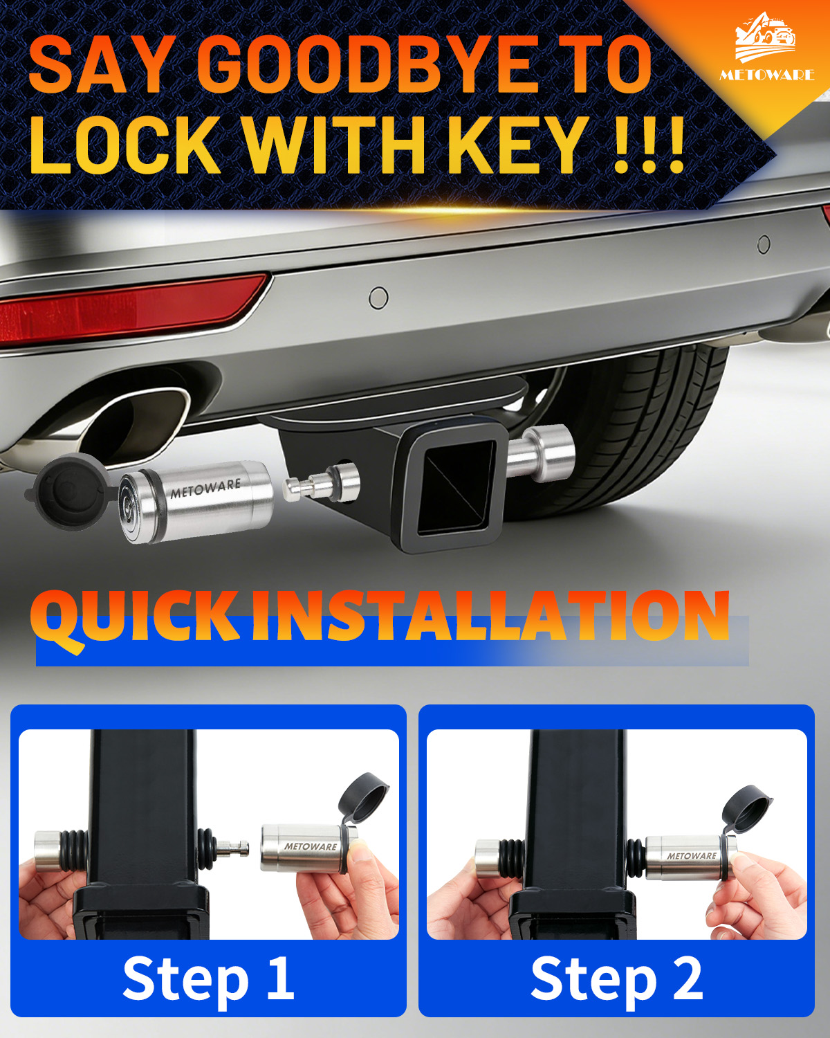 METOWARE Trailer Hitch Lock, Fit 2" & 2.5" Class III IV Receiver, 2 Pack - Image 7