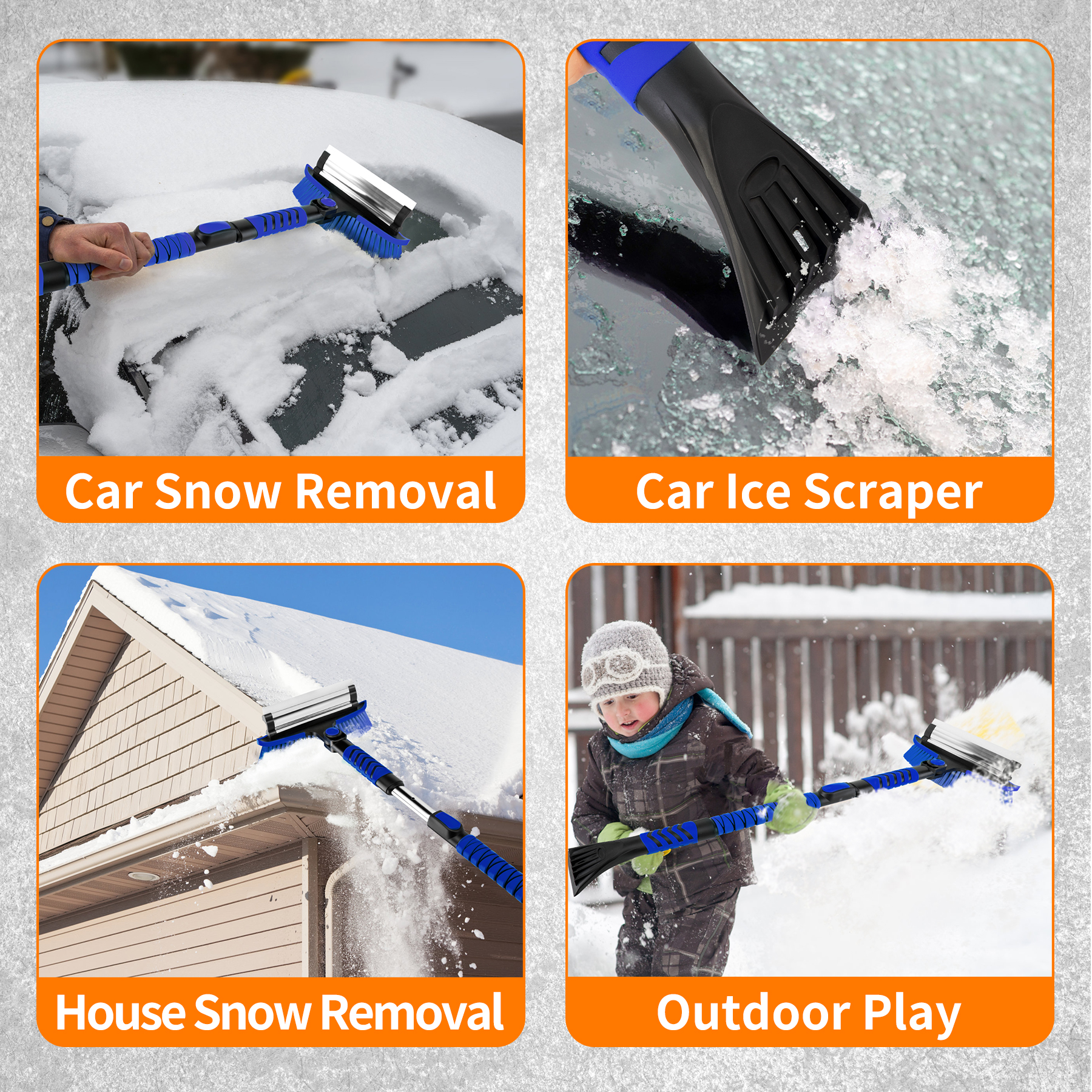 METOWARE 44'' Snow Brush and Ice Scrapers for Car Windshield, Blue - Image 7