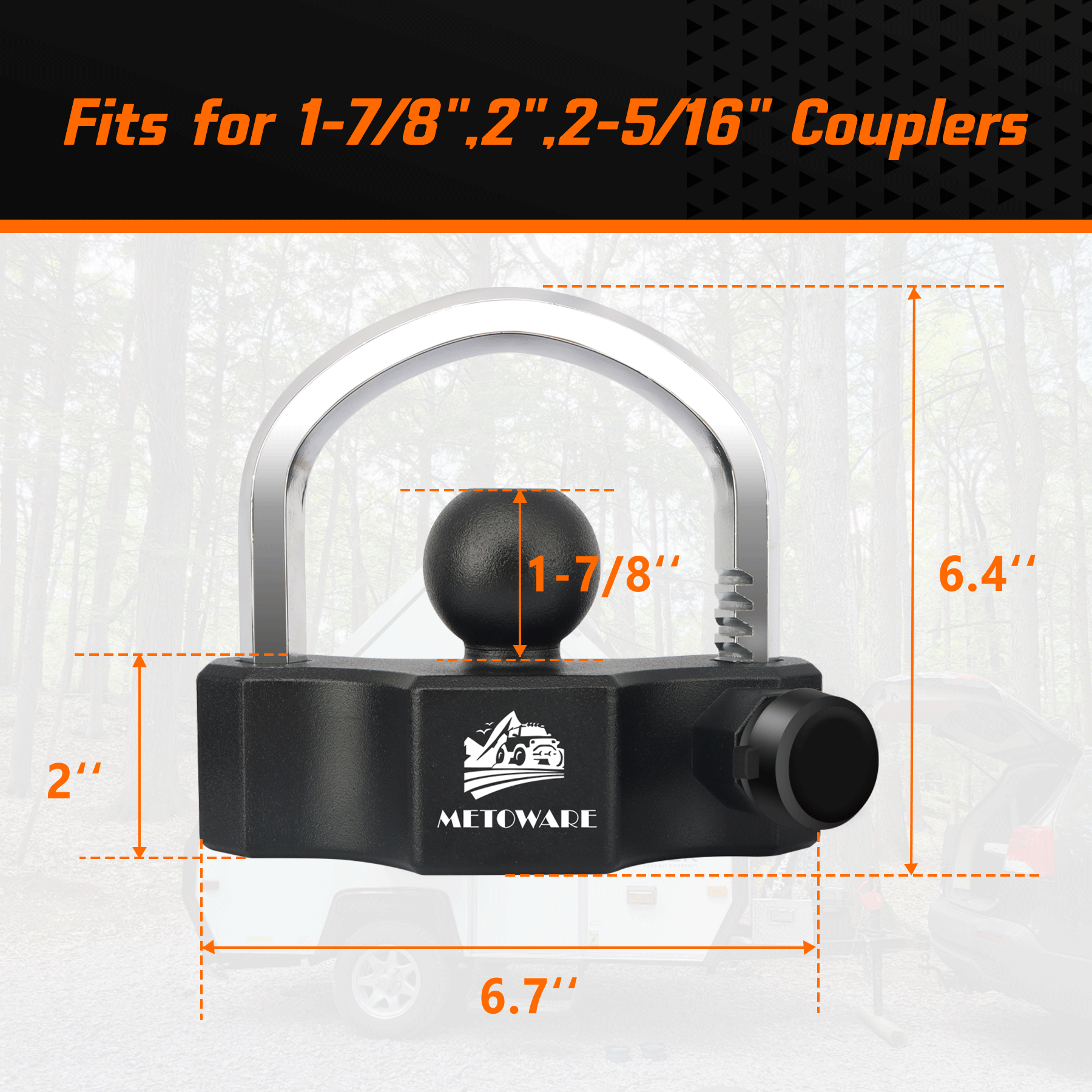 METOWARE Heavy-Duty Universal Trailer Coupler Lock Adjustable Trailer Lock - Image 2